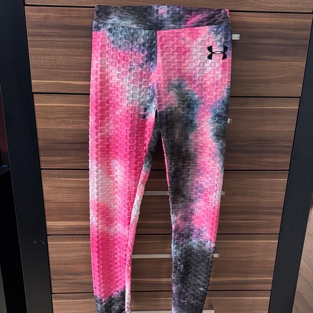 Under Armour Kids' Tie-Dye Pink and Gray Leggings